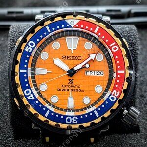 Yellow waffle Full Automatic Tuna Canned Diver Mod Watch 47mm Sapphire 24jewels